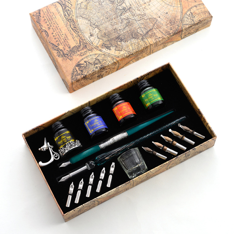 Glass Dip Pen Calligraphy Ink Set - Набор стеклянных перьевых ручек «Звездное небо»