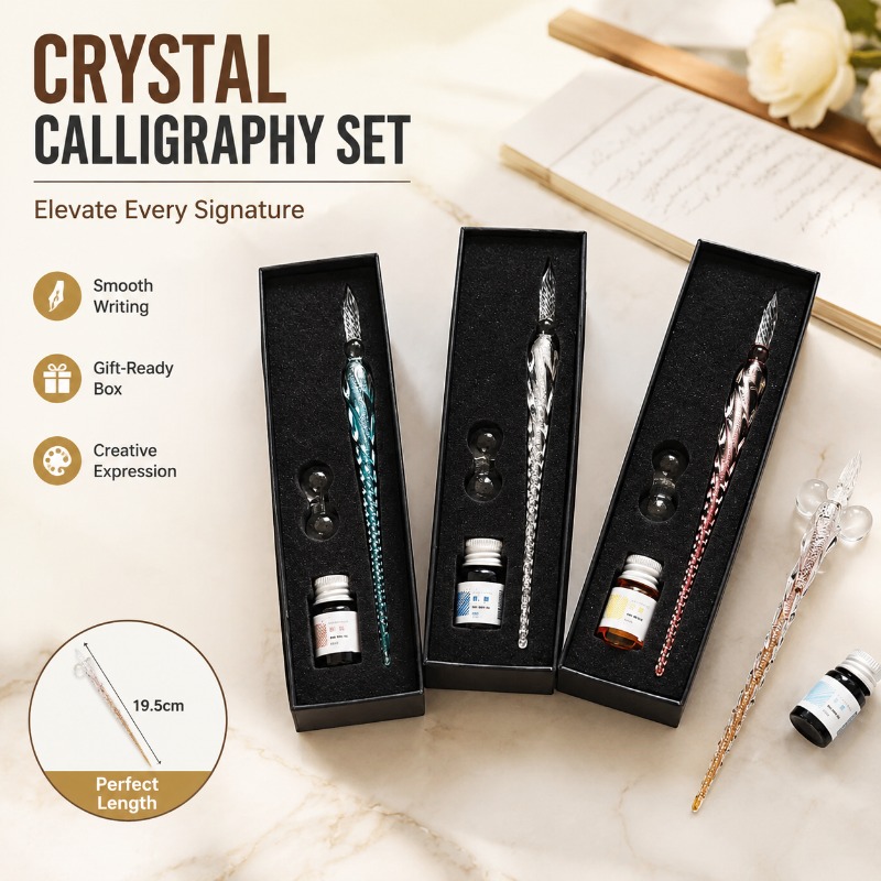Glass Dip Pen Calligraphy Ink Set - Набор перьевых ручек из хрустального стекла