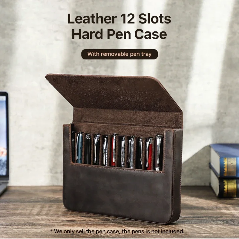 Leather Fountain Pen Case 3 Slots Pouch - Роскошный чехол для перьевой ручки из