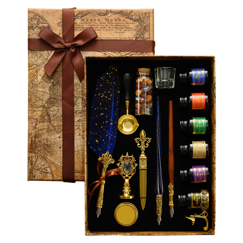 Glass Dip Pen Calligraphy Ink Set - Классические стеклянные ручки, 18 наконечников, 6-цветный