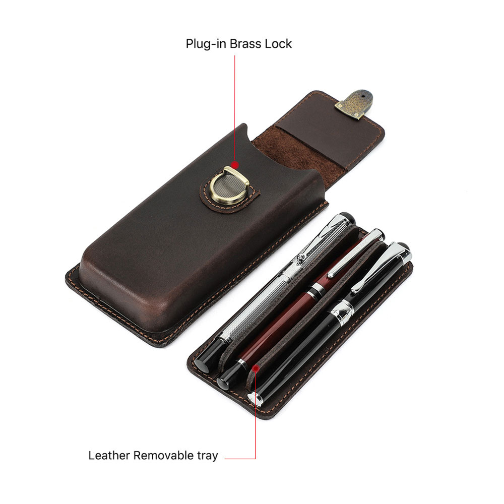 Кожаный чехол ручной работы из – обзор и цена Leather Fountain Pen Case 3 Slots Pouch