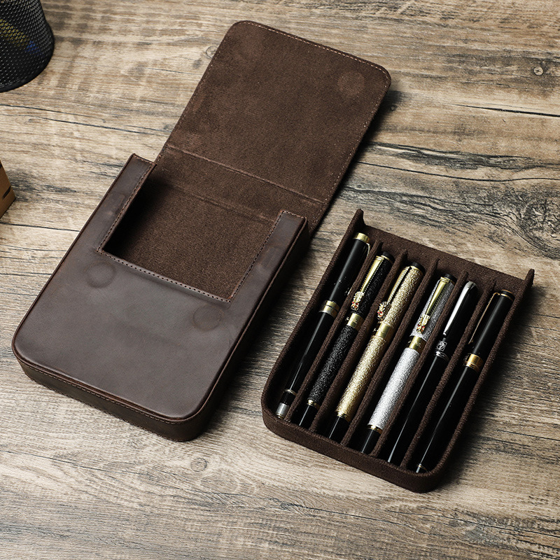 Элегантный футляр для ручек из – обзор и цена Leather Fountain Pen Case 3 Slots Pouch