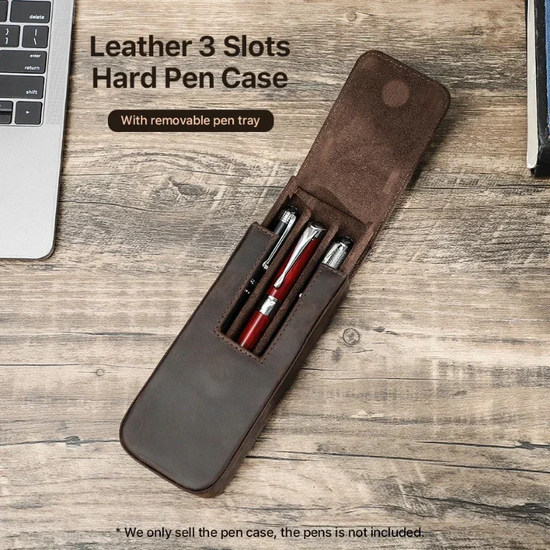 Элегантный футляр для ручек из – обзор и цена Leather Fountain Pen Case 3 Slots Pouch