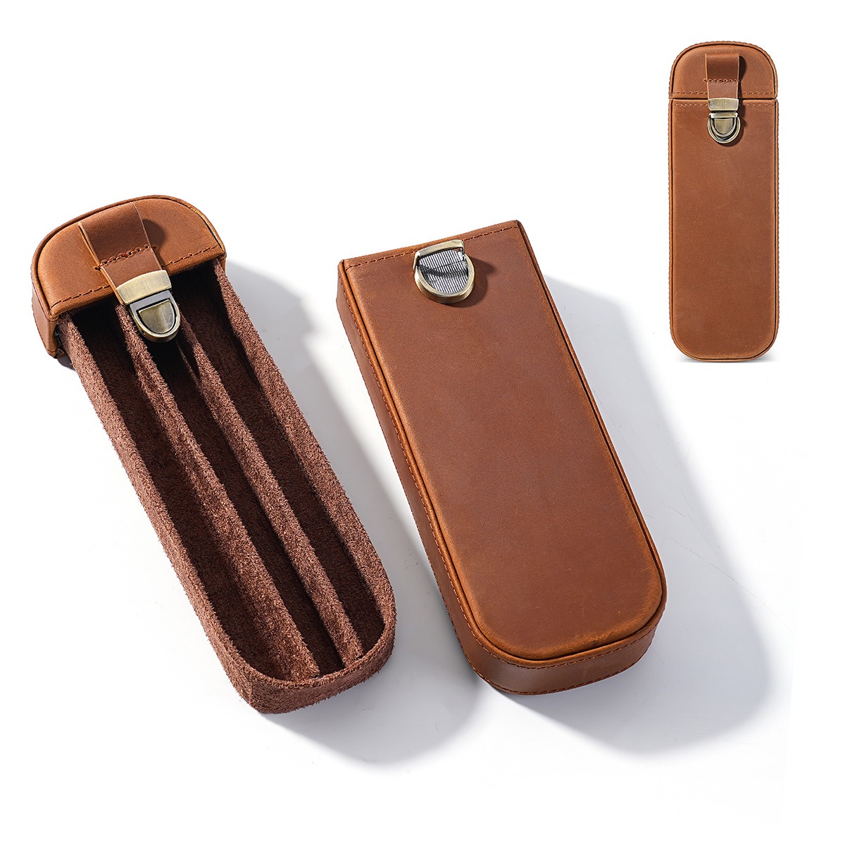Кожаный футляр ручной работы с – обзор и цена Leather Fountain Pen Case 3 Slots Pouch