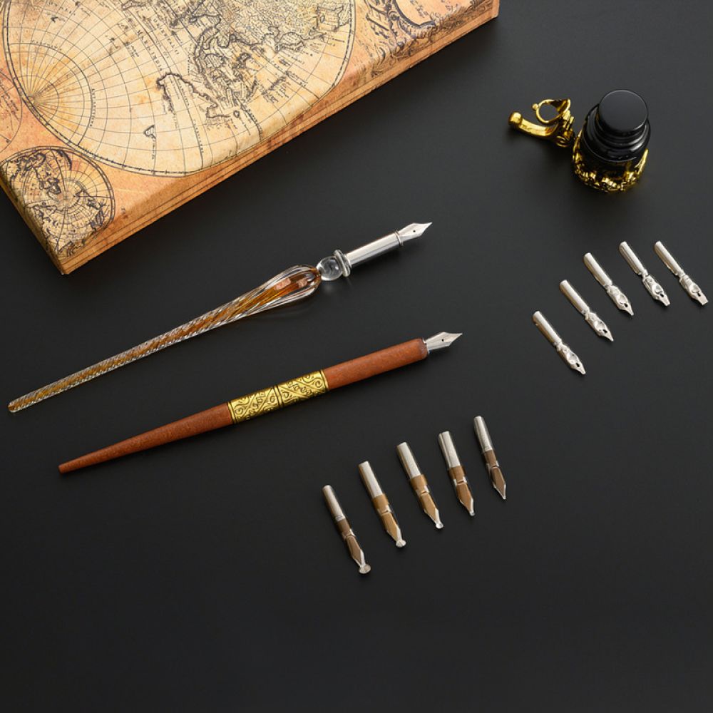 Современный набор стеклянных п – обзор и цена Glass Dip Pen Calligraphy Ink Set