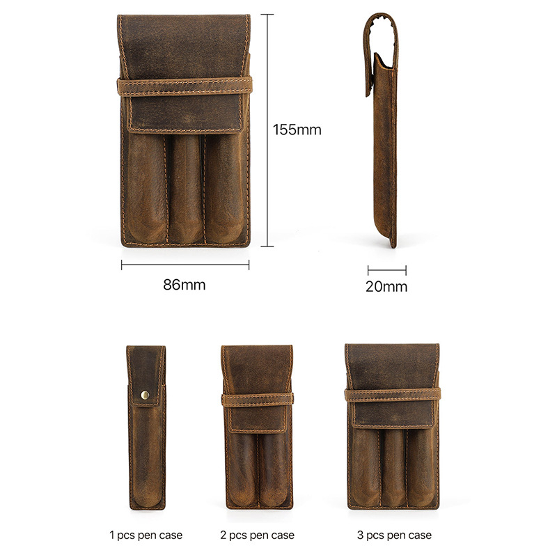 Винтажный кожаный футляр для р – обзор и цена Leather Fountain Pen Case 3 Slots Pouch