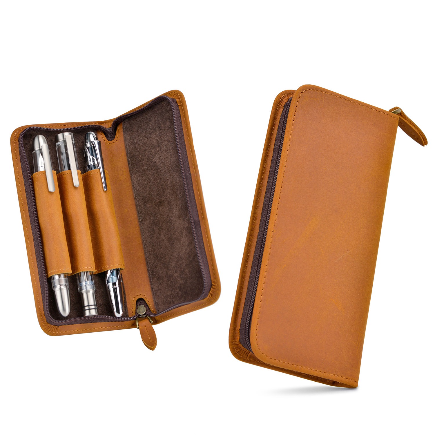 Asvine Роскошная ручка с 3 отд – обзор и цена Leather Fountain Pen Case 3 Slots Pouch