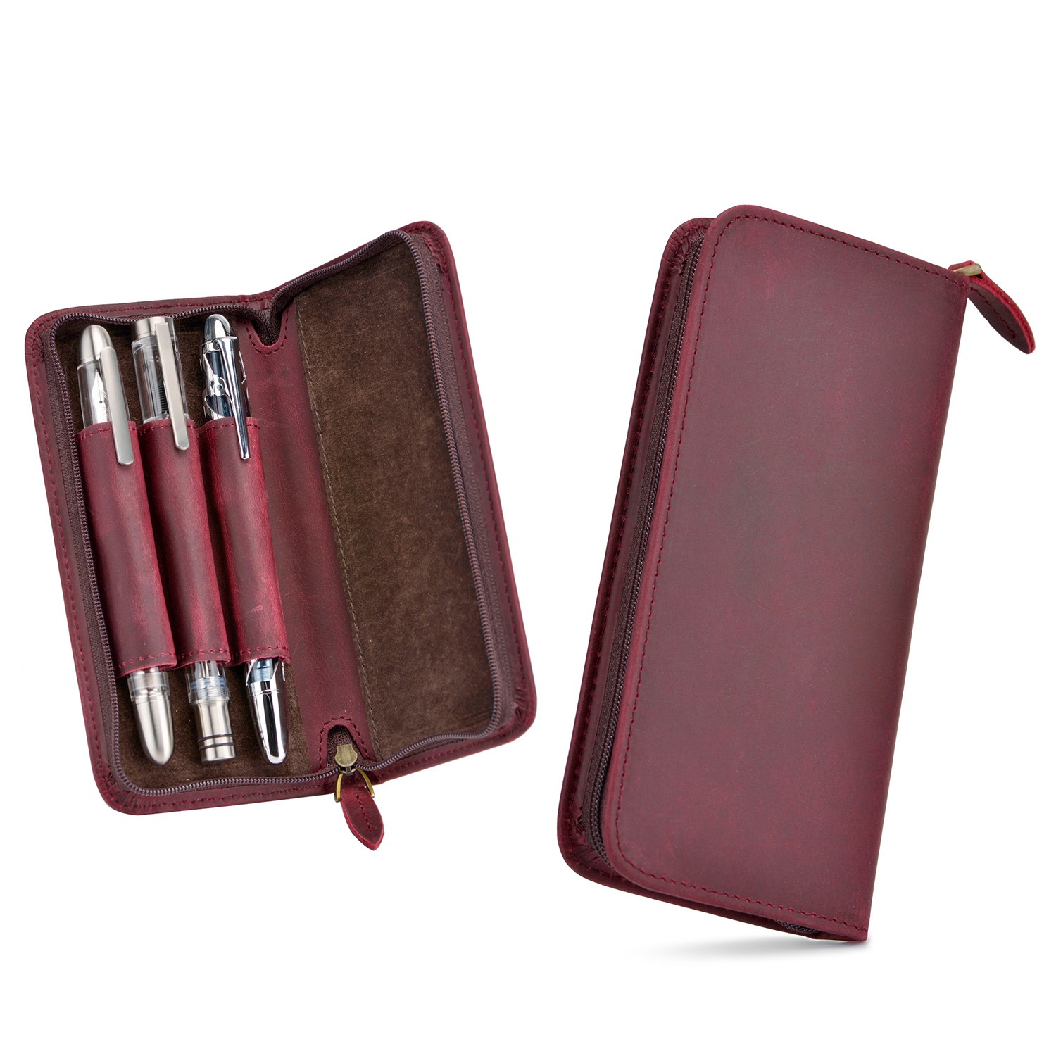 Asvine Роскошная ручка с 3 отд – обзор и цена Leather Fountain Pen Case 3 Slots Pouch