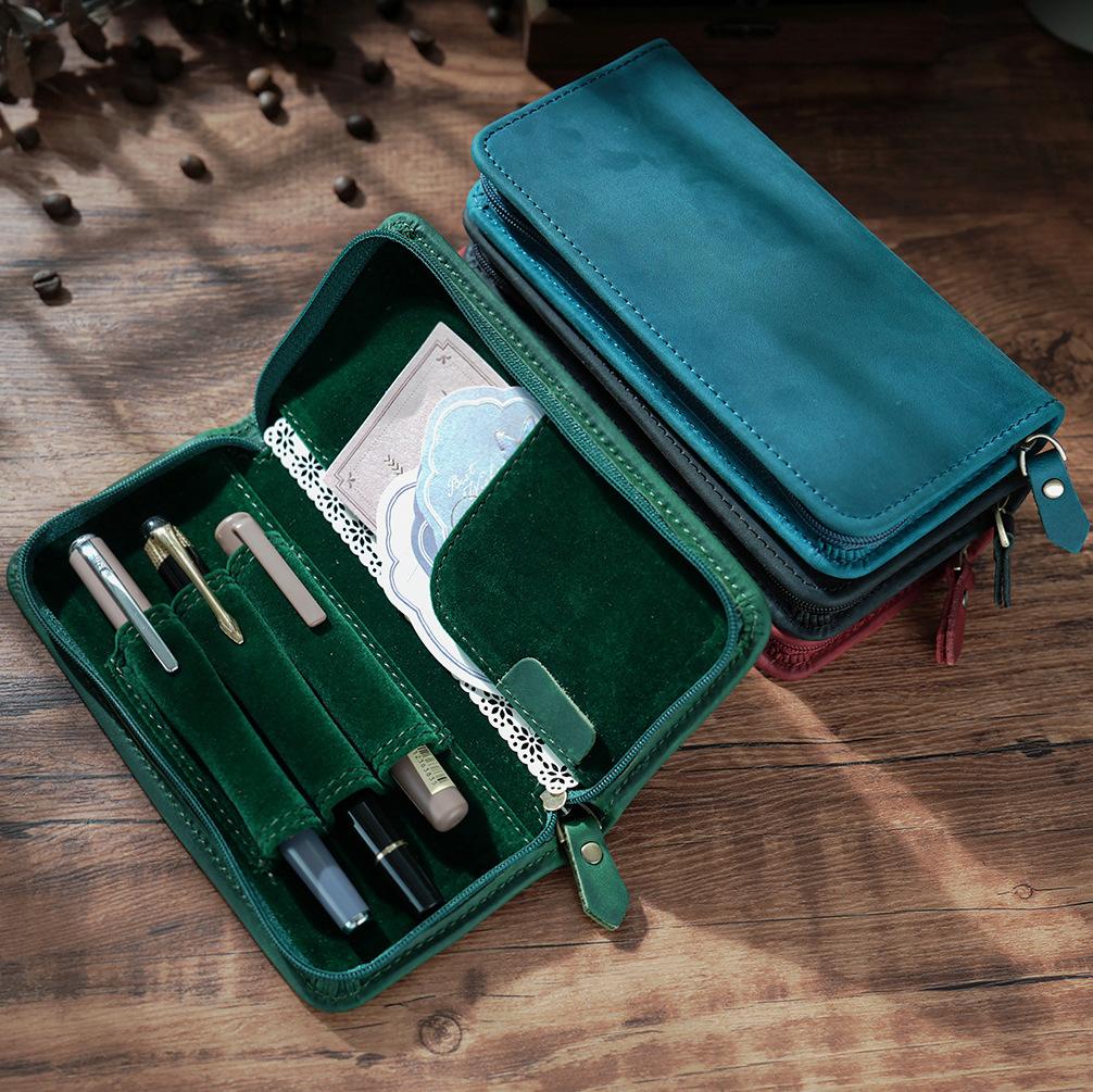 Кожаный чехол для ручек на 3 с – обзор и цена Leather Fountain Pen Case 3 Slots Pouch