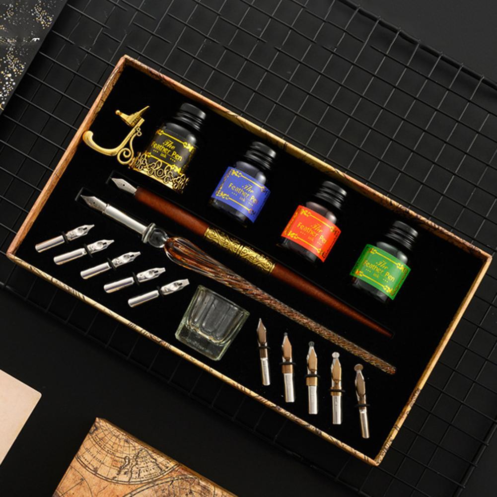 Набор для каллиграфии с пером- – обзор и цена Glass Dip Pen Calligraphy Ink Set