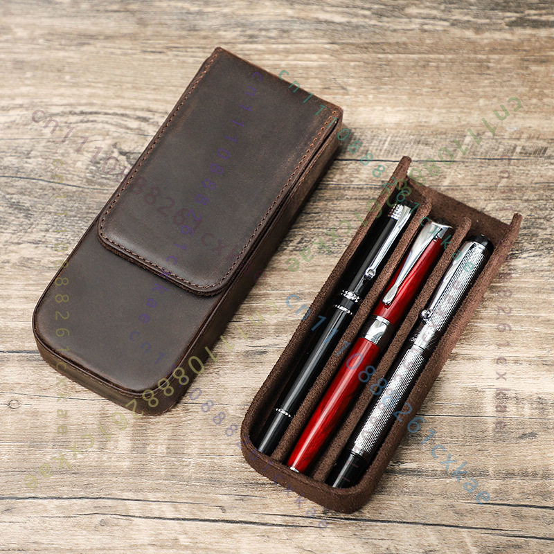 Винтажный чехол для ручек из к – обзор и цена Leather Fountain Pen Case 3 Slots Pouch