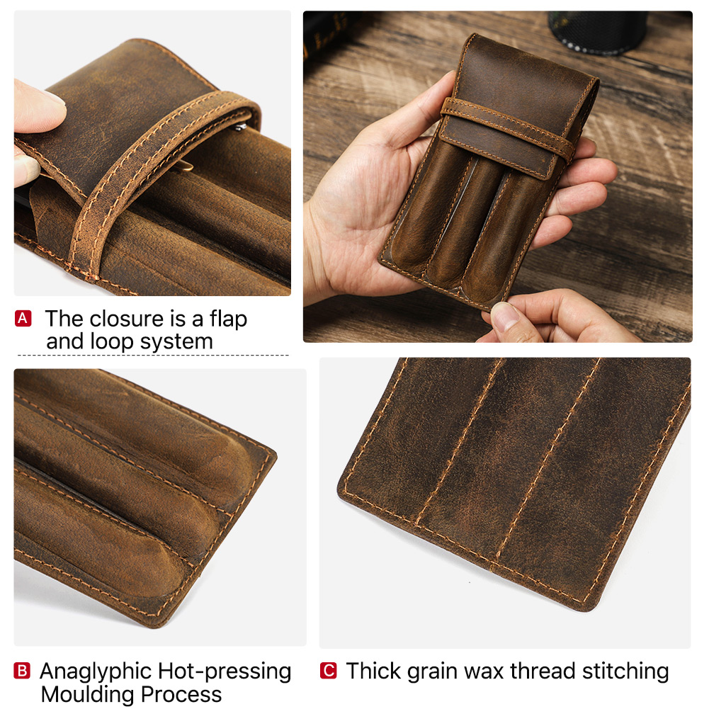 Ручной работы футляр для ручек – обзор и цена Leather Fountain Pen Case 3 Slots Pouch
