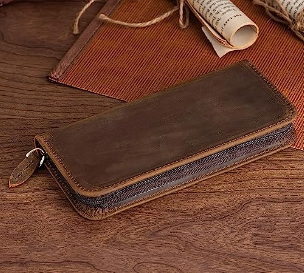 Винтажная кожаная перьевая руч – обзор и цена Leather Fountain Pen Case 3 Slots Pouch