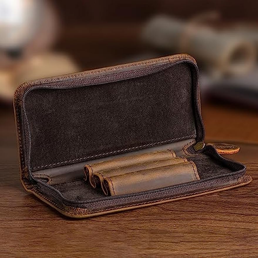 Винтажная кожаная перьевая руч – обзор и цена Leather Fountain Pen Case 3 Slots Pouch