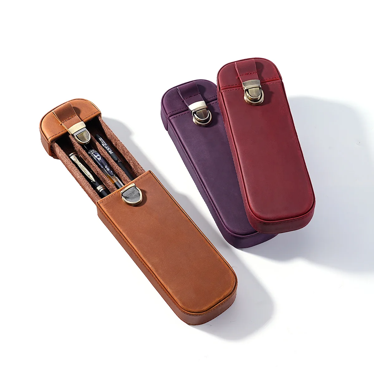 Портативный футляр для перьевы – обзор и цена Leather Fountain Pen Case 3 Slots Pouch