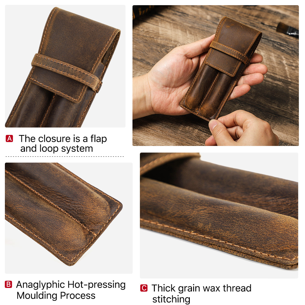 Роскошный винтажный мини-кошел – обзор и цена Leather Fountain Pen Case 3 Slots Pouch